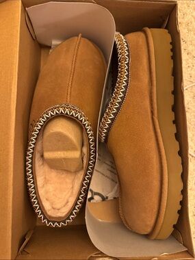 UGG Men's Chestnut Suede Slip-On Loafers with Shearling Trim